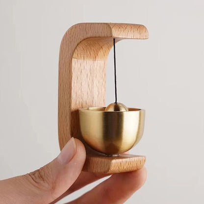 Wireless Doorbell with Wooden Chime and Magnetic Mount, Brass Tubes