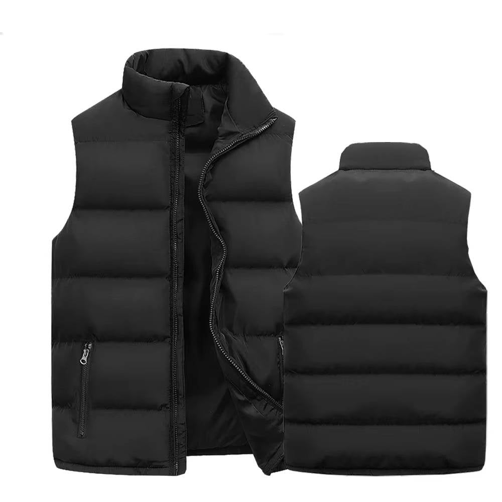 Sleeveless Puffer Vest with Water Repellent Shell and Zippered Pockets for Men