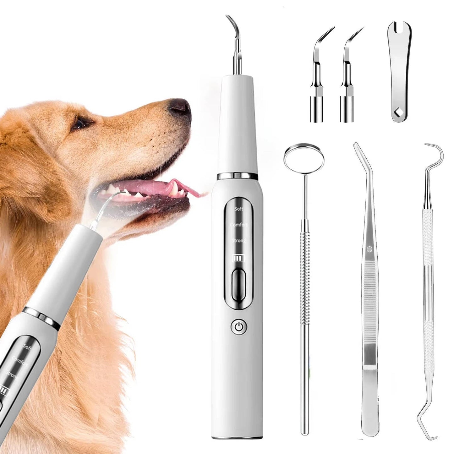 Rechargeable Dog Dental Cleaning Tool with LED Light and Gum Sensor
