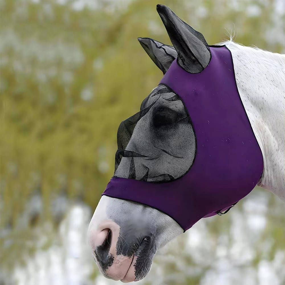 Horse Fly Mask with Stretchy Mesh and UV Protection for All Sizes