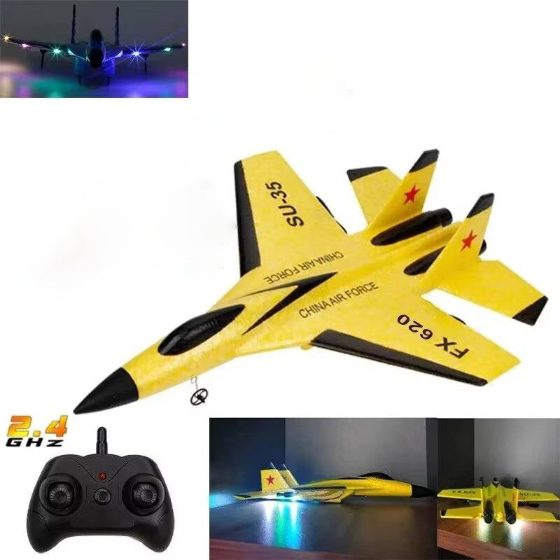 Hand Launch RC Airplane with Dual Channel Remote and 3 Axis Gyroscope, LED Night Flight