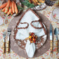 Harvest Cornucopia Napkin Ring with Berries and Pumpkins, Set of 4