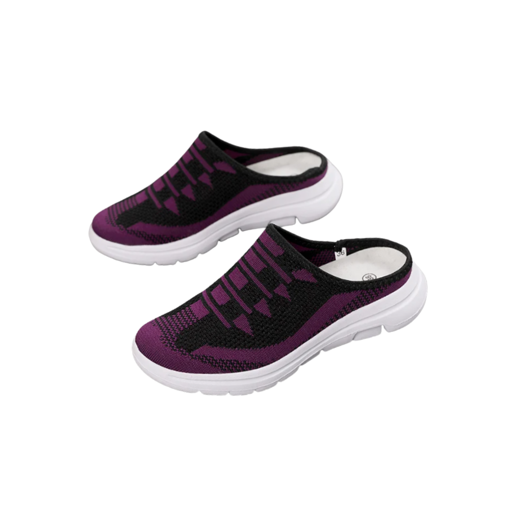 Easy Slip-On Comfort Flat Mules -Purple - Ozerty