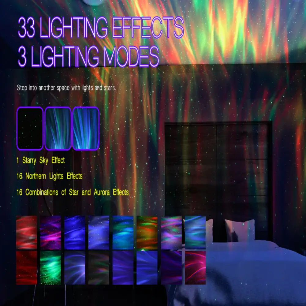 Aurora Northern Lights Projector with Dual Lens LED Star and Aurora Effects