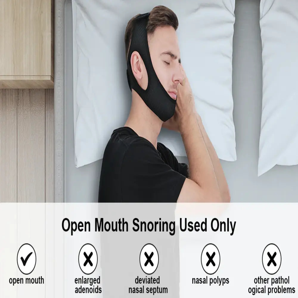 Anti Snoring Chin Strap for Sleep Apnea, Adjustable Elastic Sleep Support