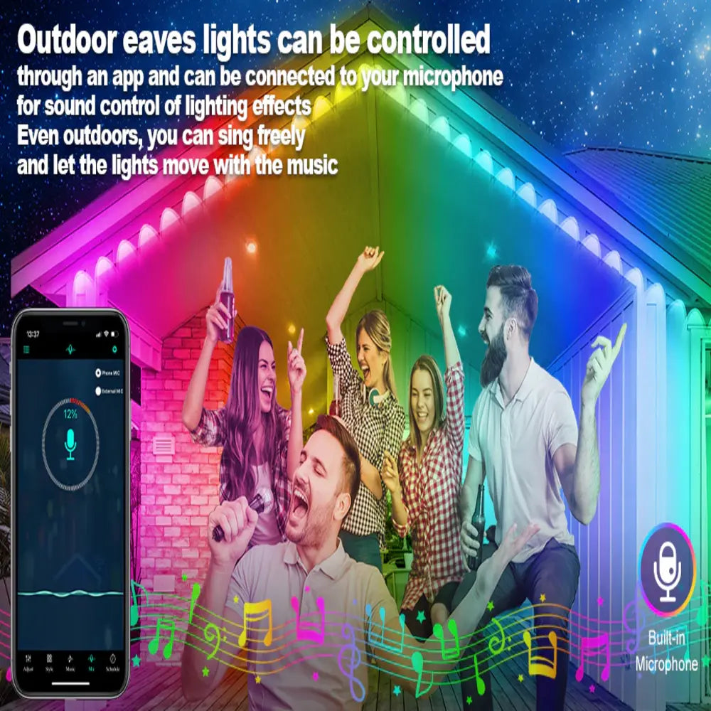 Permanent Outdoor Lights RGB LED System with Bluetooth App Control