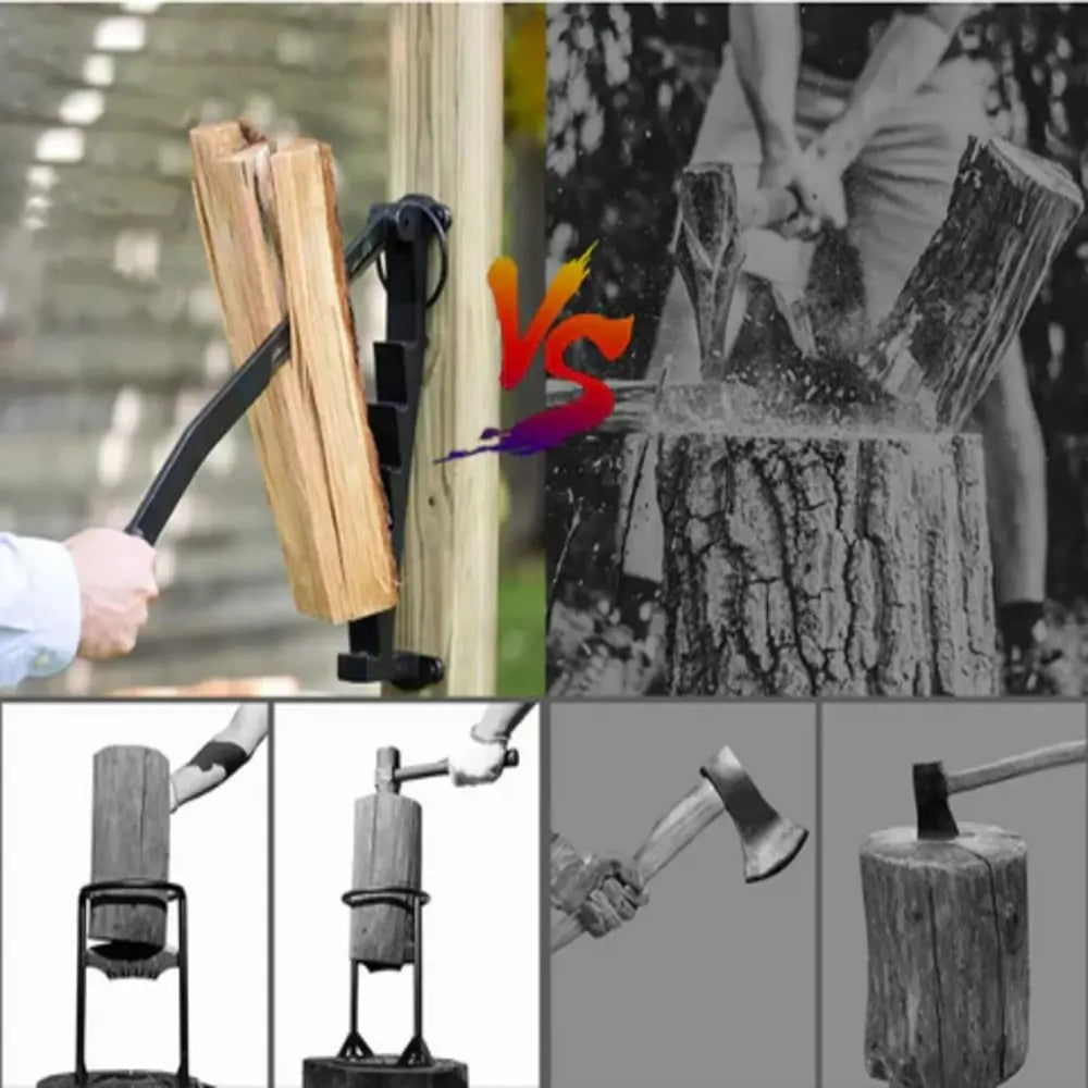Hanging Carbon Steel Firewood Chopping Machine, Portable Wall Mounted Wood Splitter
