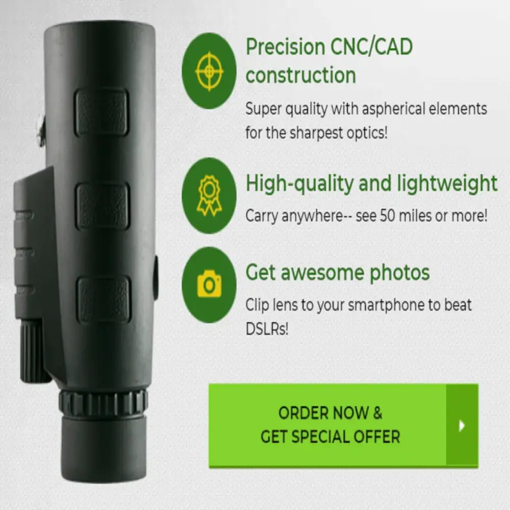 High Power Monocular Telescope With Smartphone Holder and Tripod, Waterproof 10x Magnification