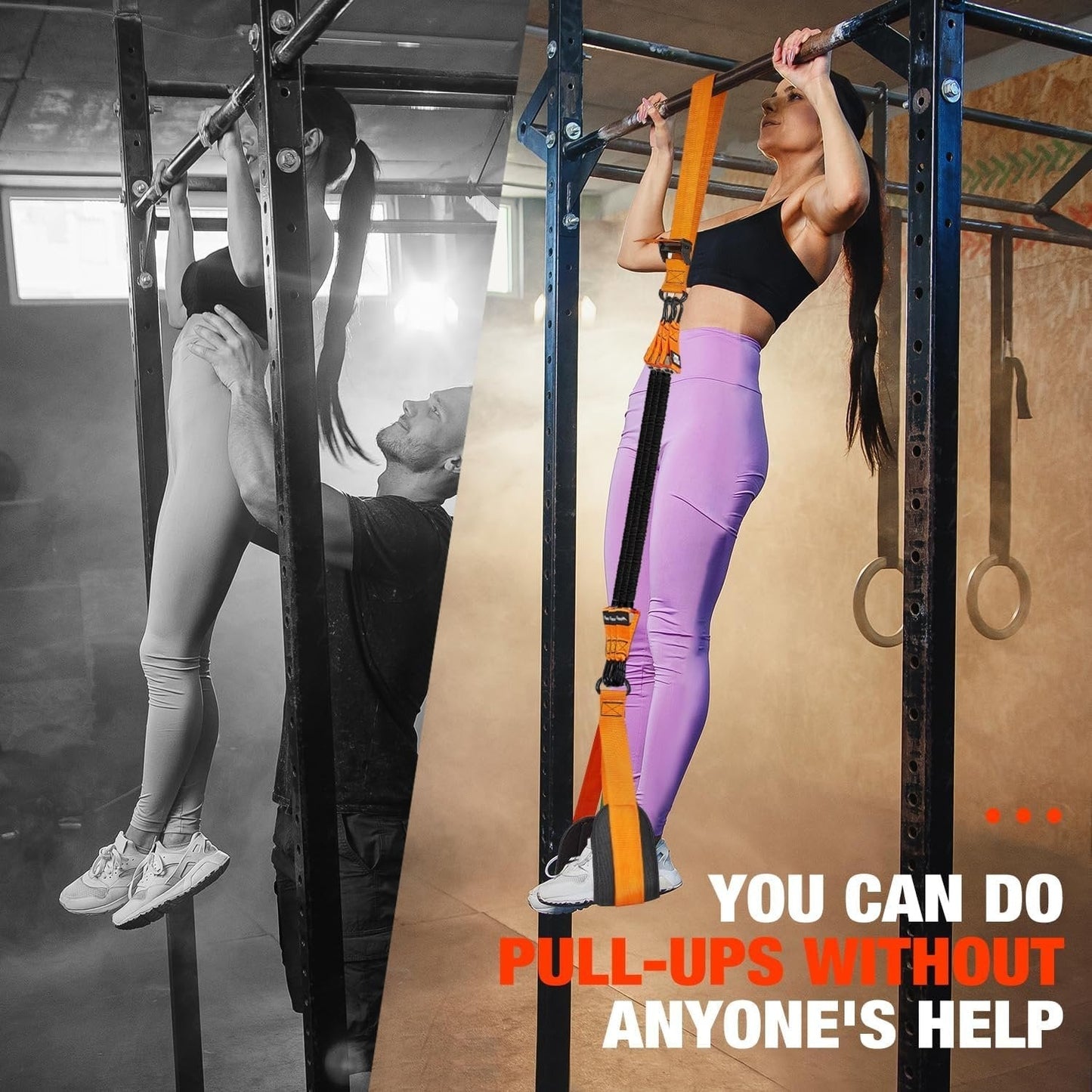 Pull Up Assist Band with Double Foot System and Steel Hooks