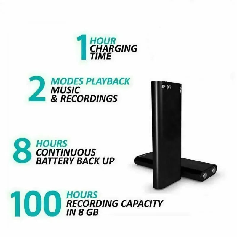 Voice Activated Audio Recorder with 8GB Storage and Magnetic Mount