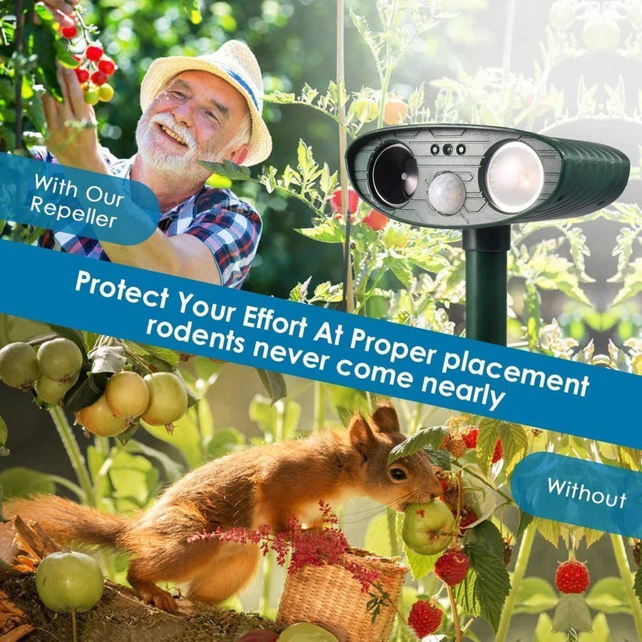 Ultrasonic Deer Repeller, Solar Powered Motion-Activated Animal Deterrent