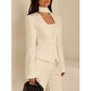 Women's Long Sleeve Blazer with Attached Scarf and Tailored Fit, Single-Breasted