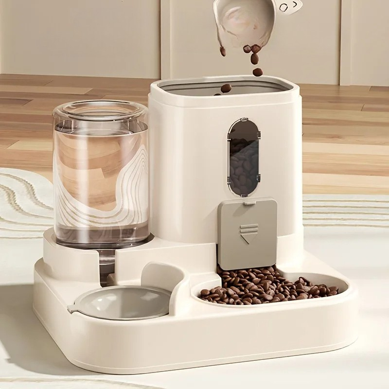 Automatic Gravity Pet Feeder with Dual Bowls and Water Control