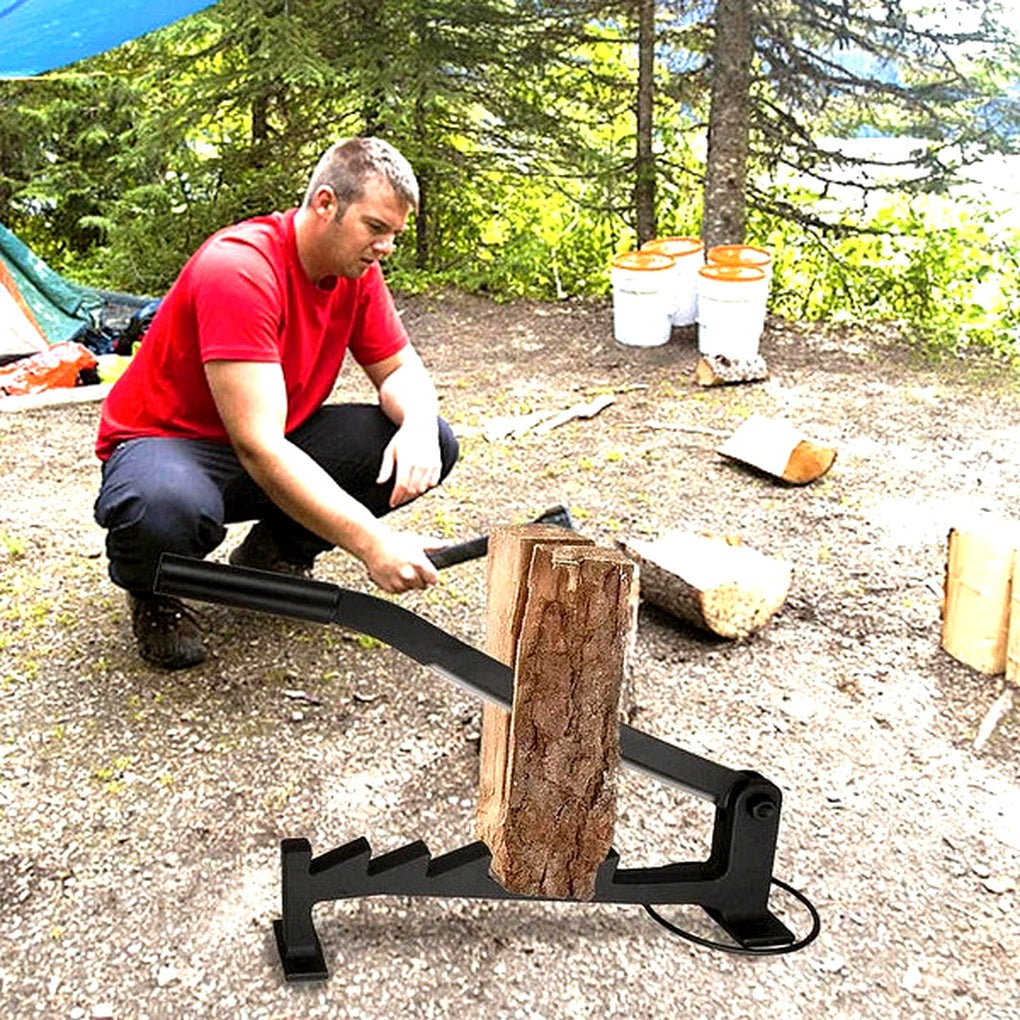 Wall Mounted Log Splitter with Lever Action and Carbon Steel Blade