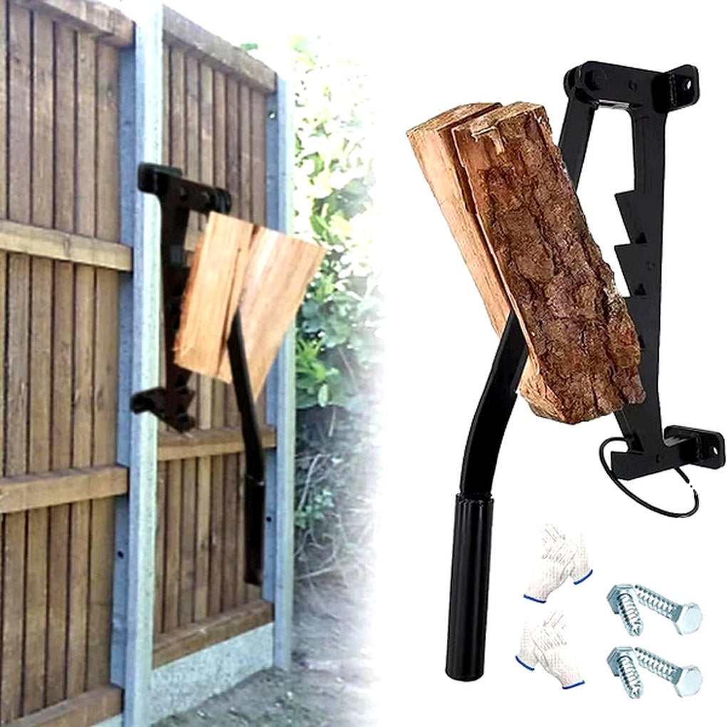 Wall Mounted Log Splitter with Lever Action and Carbon Steel Blade