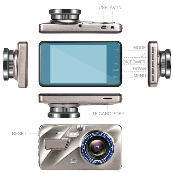Dual Dash Camera 1080p with Front and Rear Recording and Impact Detection