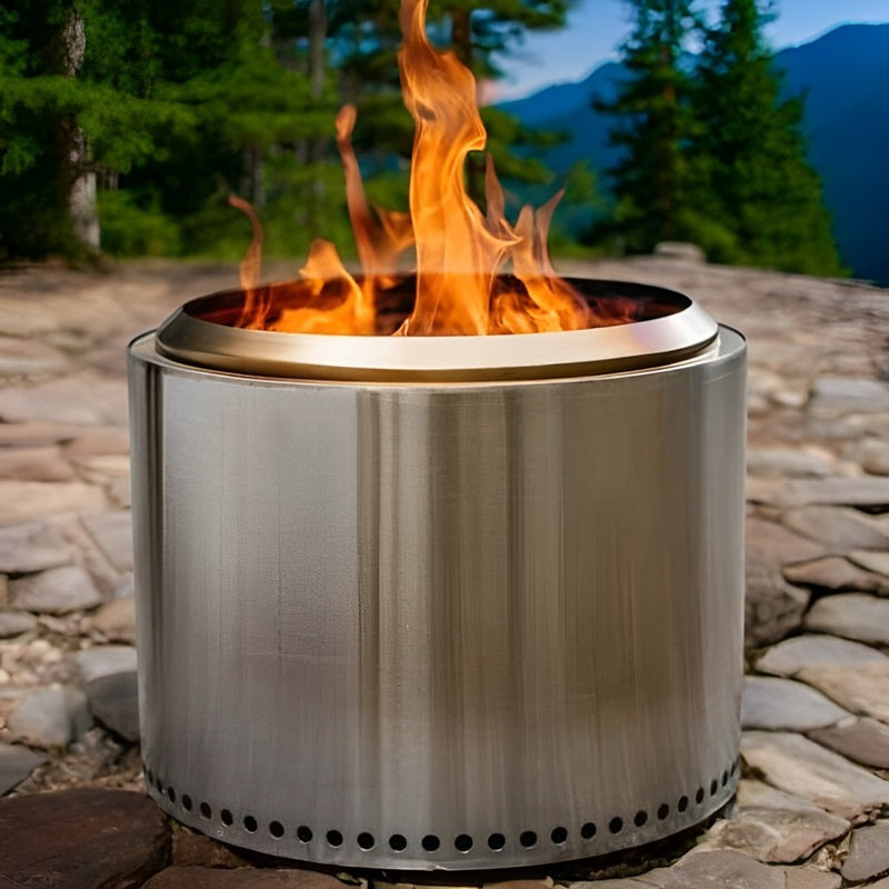 Smokeless Fire Pit with Airflow Chamber and Removable Ash Pan, Portable Stainless Steel
