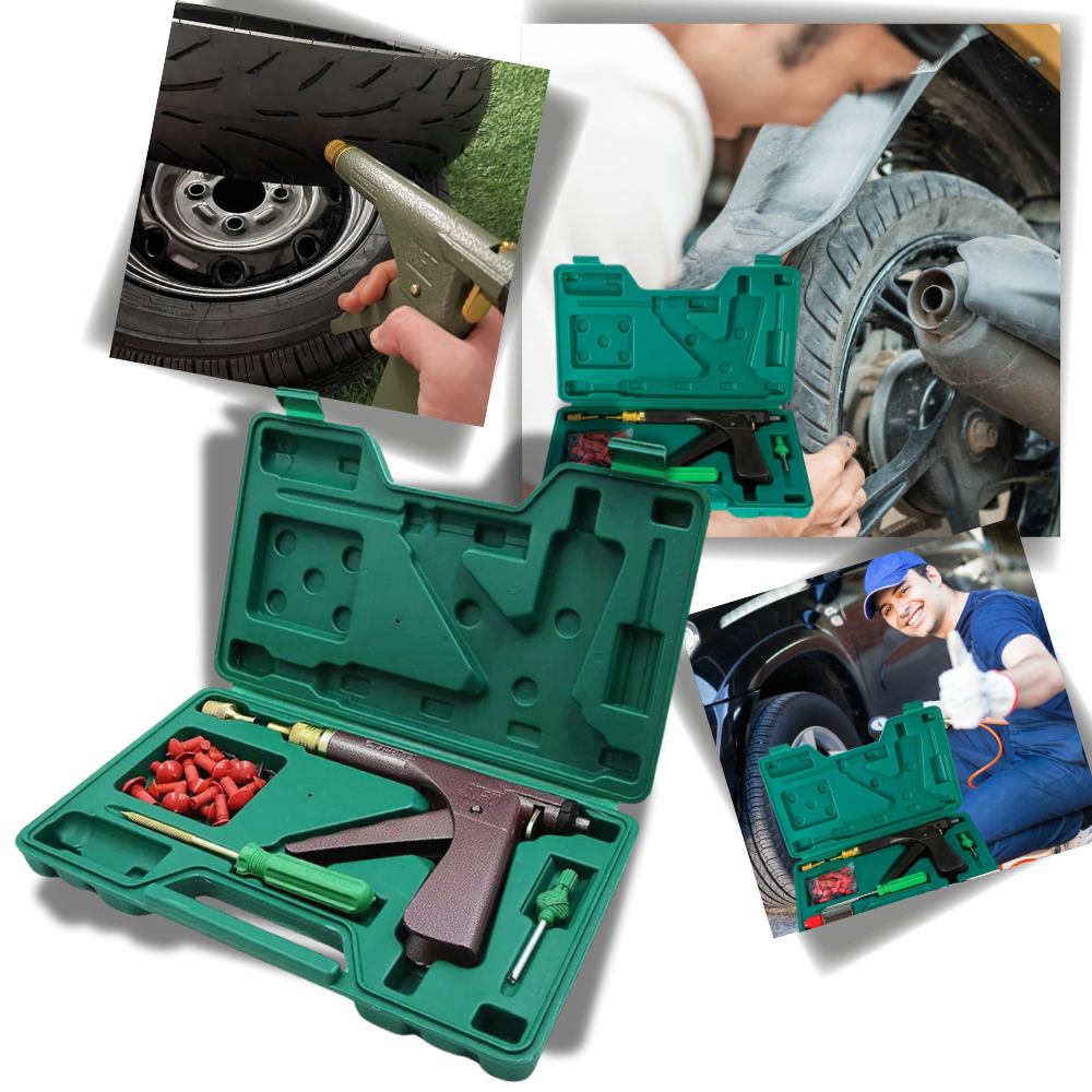 Automatic Tubeless Tire Repair Tool with Mushroom Plugs and Trigger Mechanism