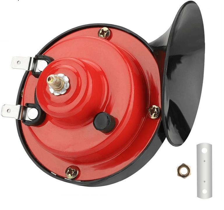 Compact Car Horn with Built-In Air Compressor and Train Style Tone, 12-24V