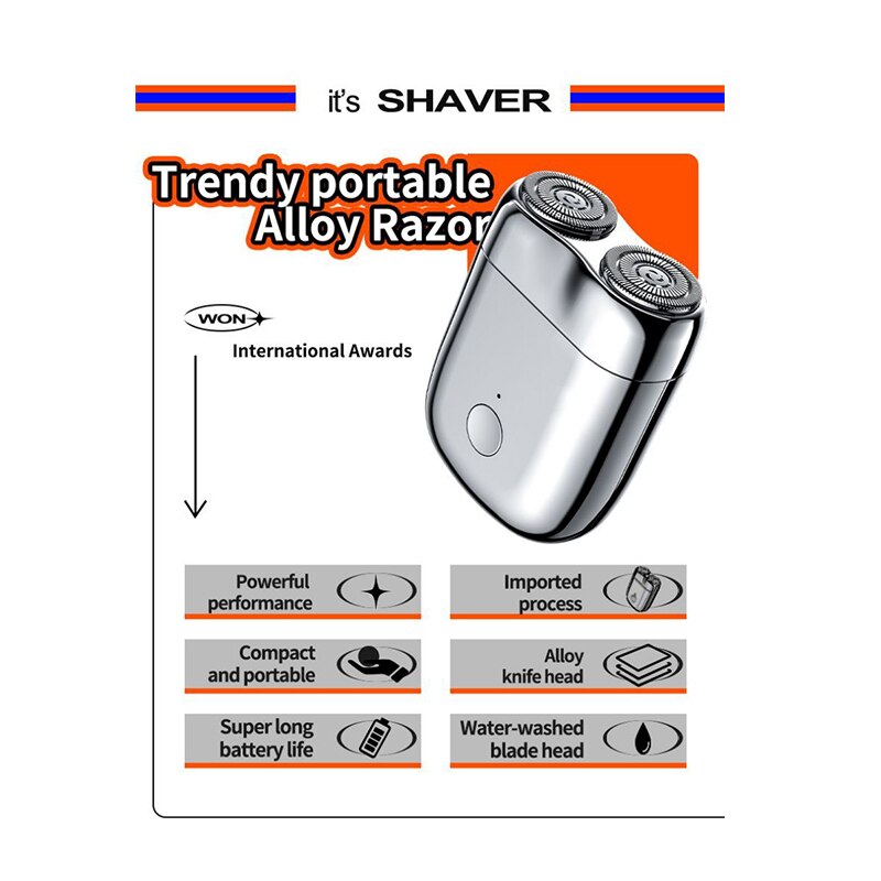 Electric Shaver for Travel with Magnetic Charging and Waterproof Body, 60-80 Min Runtime