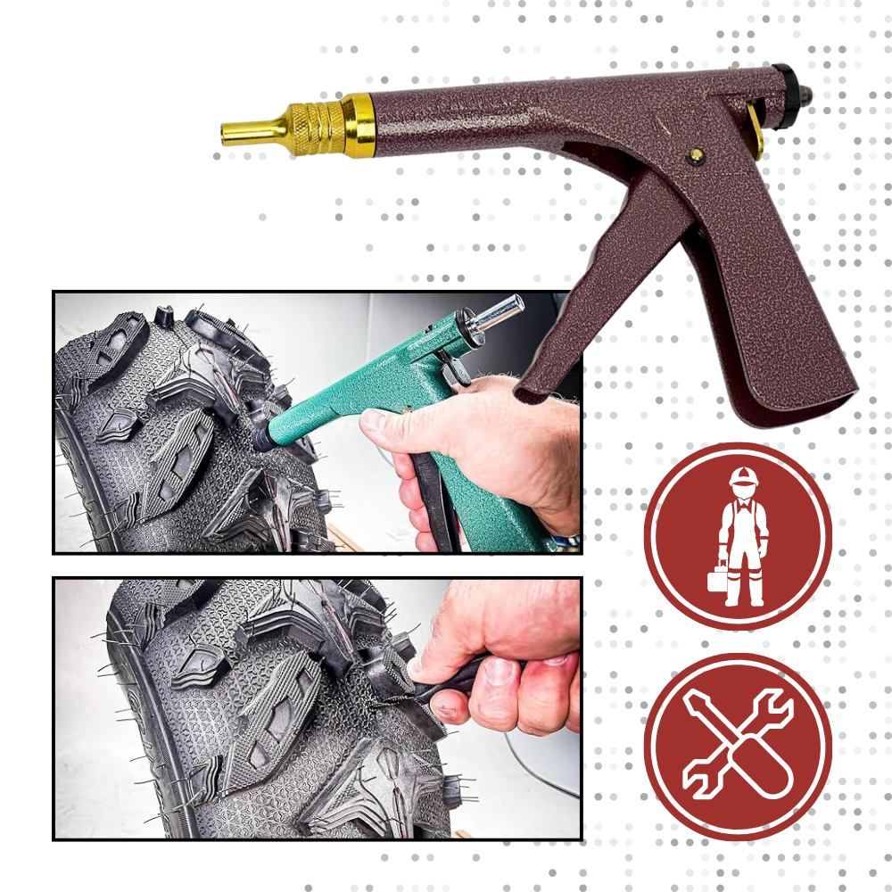 Automatic Tubeless Tire Repair Tool with Mushroom Plugs and Trigger Mechanism
