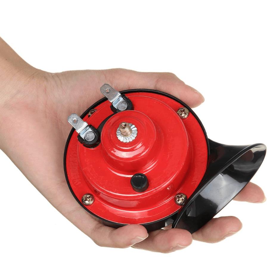 Compact Car Horn with Built-In Air Compressor and Train Style Tone, 12-24V