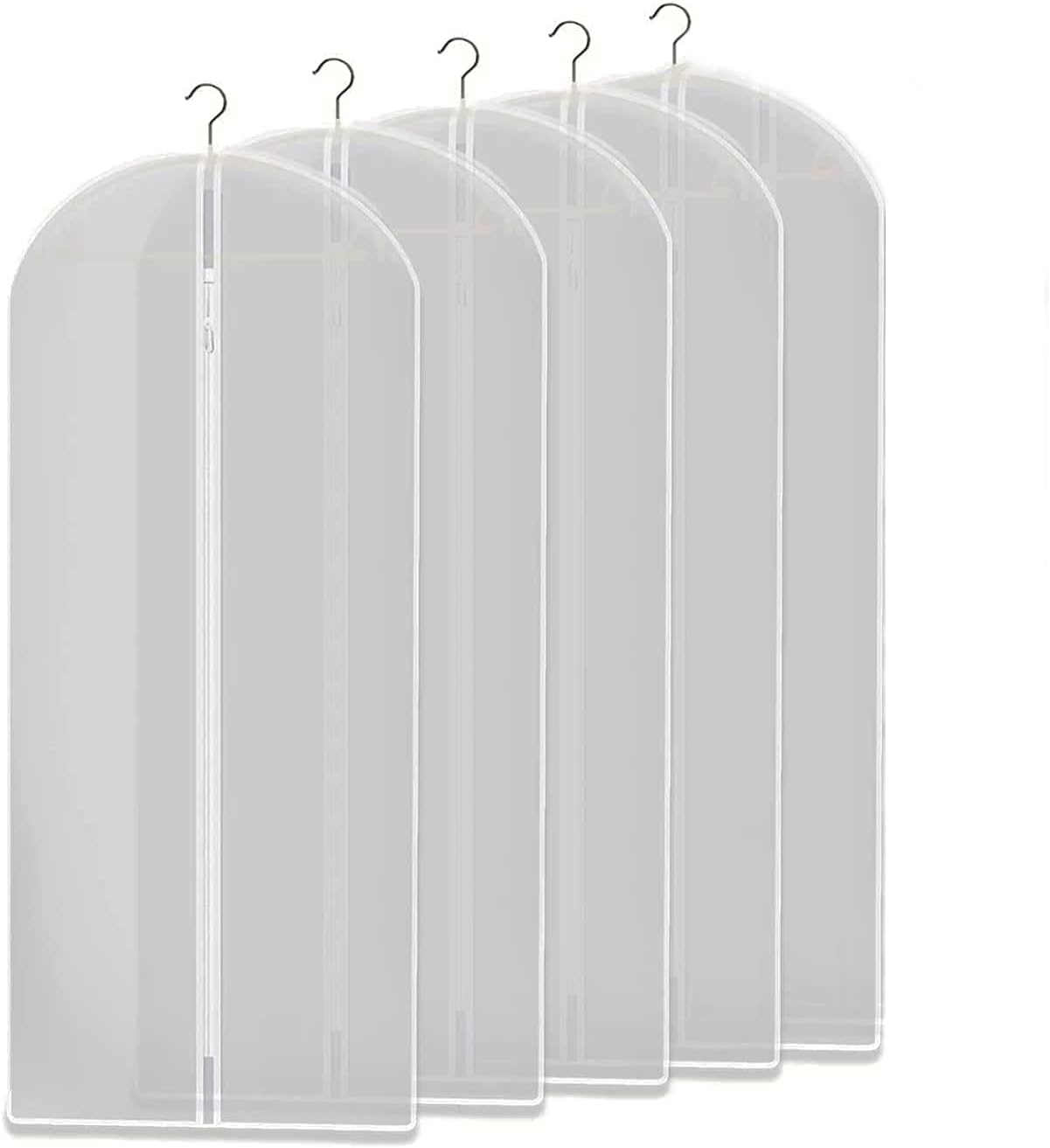 Clear Garment Storage Bags with Breathable Vinyl Acetate and Full Zipper, Set of 5