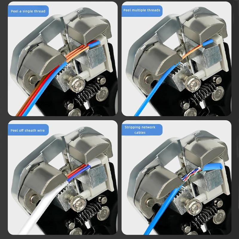 Self-Adjusting Wire Stripper with Cable Cutter and Terminal Crimper