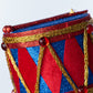 6" Glittered Harlequin Drum Ornament: Red & Blue detail photo 3
