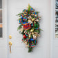 6" Glittered Harlequin Drum Ornament: Red & Blue detail photo 4
