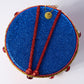 6" Glittered Harlequin Drum Ornament: Red & Blue detail photo 5