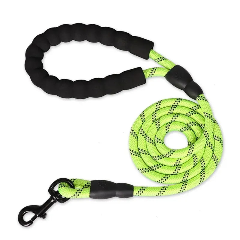 Dog Leash with Reflective Stitching and Padded Grip, Double Rope Construction