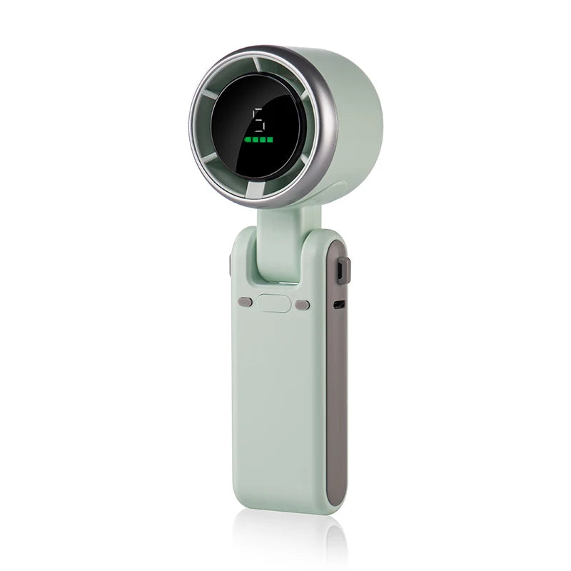 Rechargeable Handheld Fan with 5-Speed Airflow and Digital Battery Display