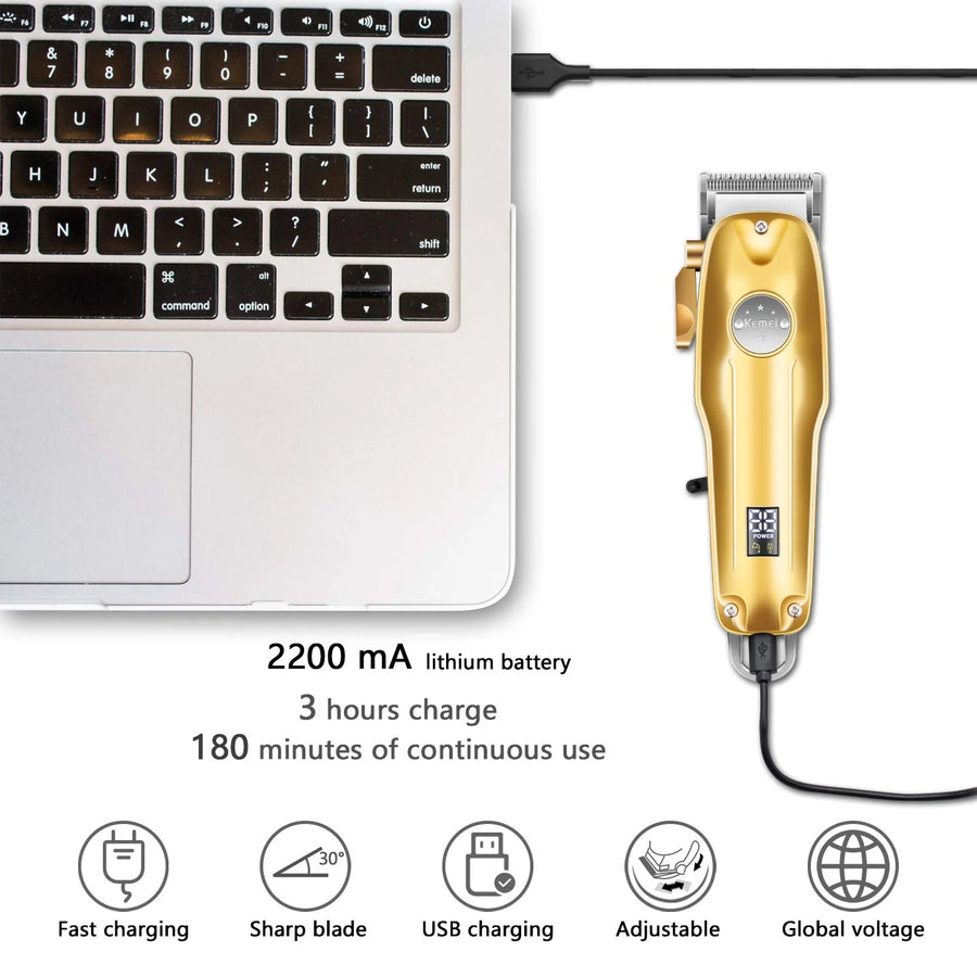 Professional Hair Clippers Cordless Set for Men Gold