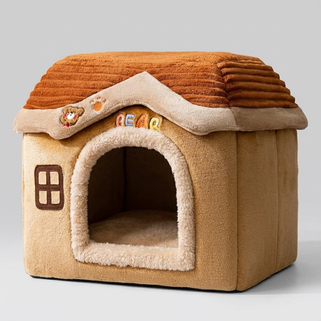 Padded Pet Bed with Raised Edges and Removable Cover for Small to Medium Pets
