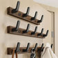 Wall Coat Rack with Solid Wood Backplate and Steel Hooks, Matte Black Finish, 4 Hooks