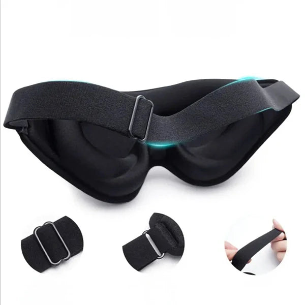 Memory Foam Sleep Mask with 3D Contoured Design and Adjustable Elastic Strap