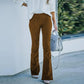 Stretch Velvet Pants with Elastic Waistband and Relaxed Straight Leg