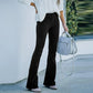 Stretch Velvet Pants with Elastic Waistband and Relaxed Straight Leg