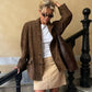 Women's Suede-Like Jacket with Tailored Lapel and Functional Pockets, Brown