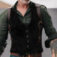 Sleeveless Waistcoat with Front Button Closure and Textured Surface, Brown Black Light Grey