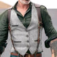 Sleeveless Waistcoat with Front Button Closure and Textured Surface, Brown Black Light Grey
