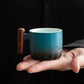 Ceramic Espresso Cup with Wooden Handle, 80ml Capacity