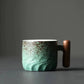 Ceramic Espresso Cup with Wooden Handle, 80ml Capacity