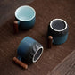Ceramic Espresso Cup with Wooden Handle, 80ml Capacity