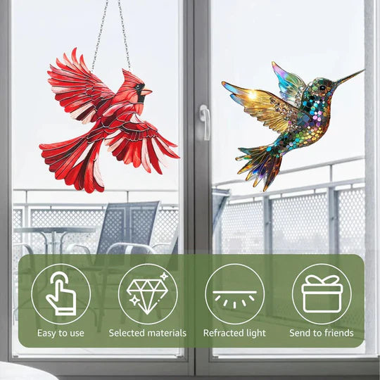 Sjbackyard Hummingbird Suncatcher Decorative Multicolor Window Hanging
