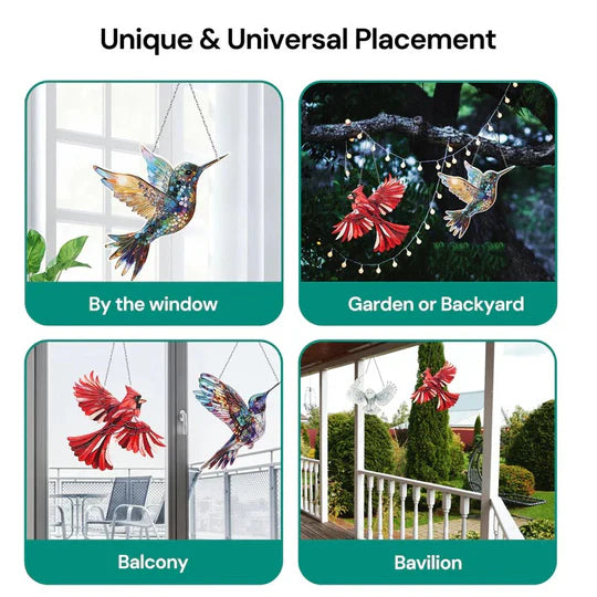 Sjbackyard Hummingbird Suncatcher Decorative Multicolor Window Hanging