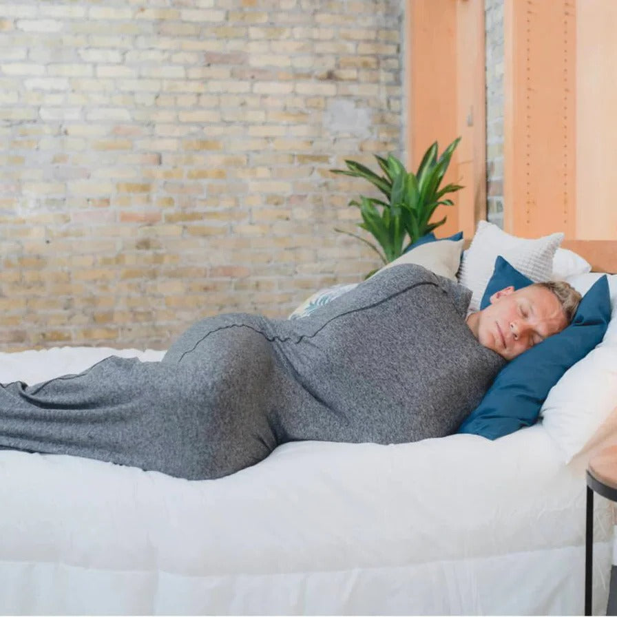 Wearable Swaddle Blanket for Adults with Breathable Knit and Adjustable Fastenings
