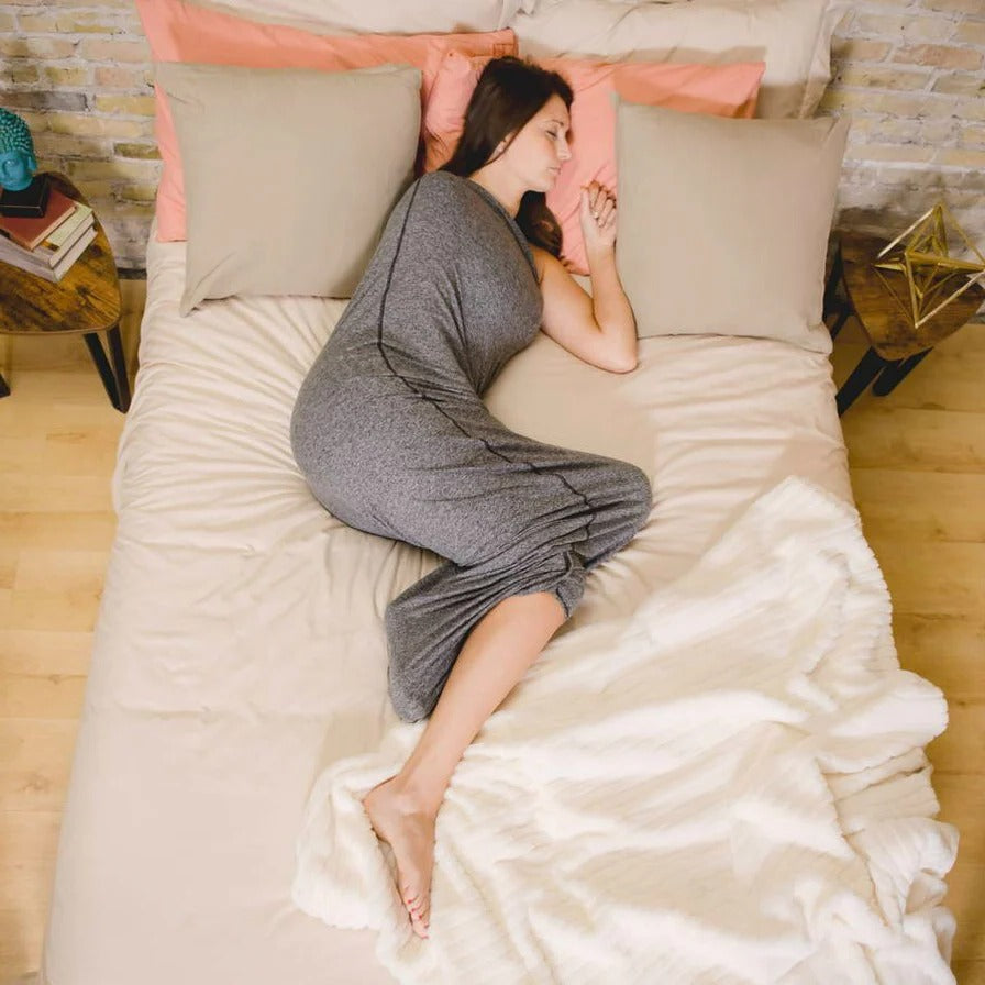 Wearable Swaddle Blanket for Adults with Breathable Knit and Adjustable Fastenings
