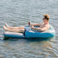 Motorized Inflatable Pool Lounger with Built-in Motor and Raised Backrest